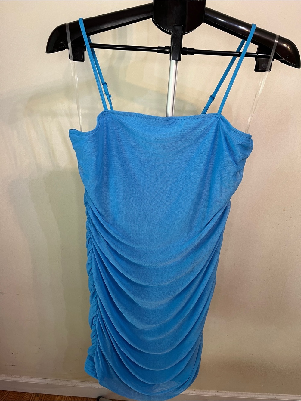 rue 21 Sky Blue Ruched Spaghetti Strap Mini Dress Size XL - only tried on